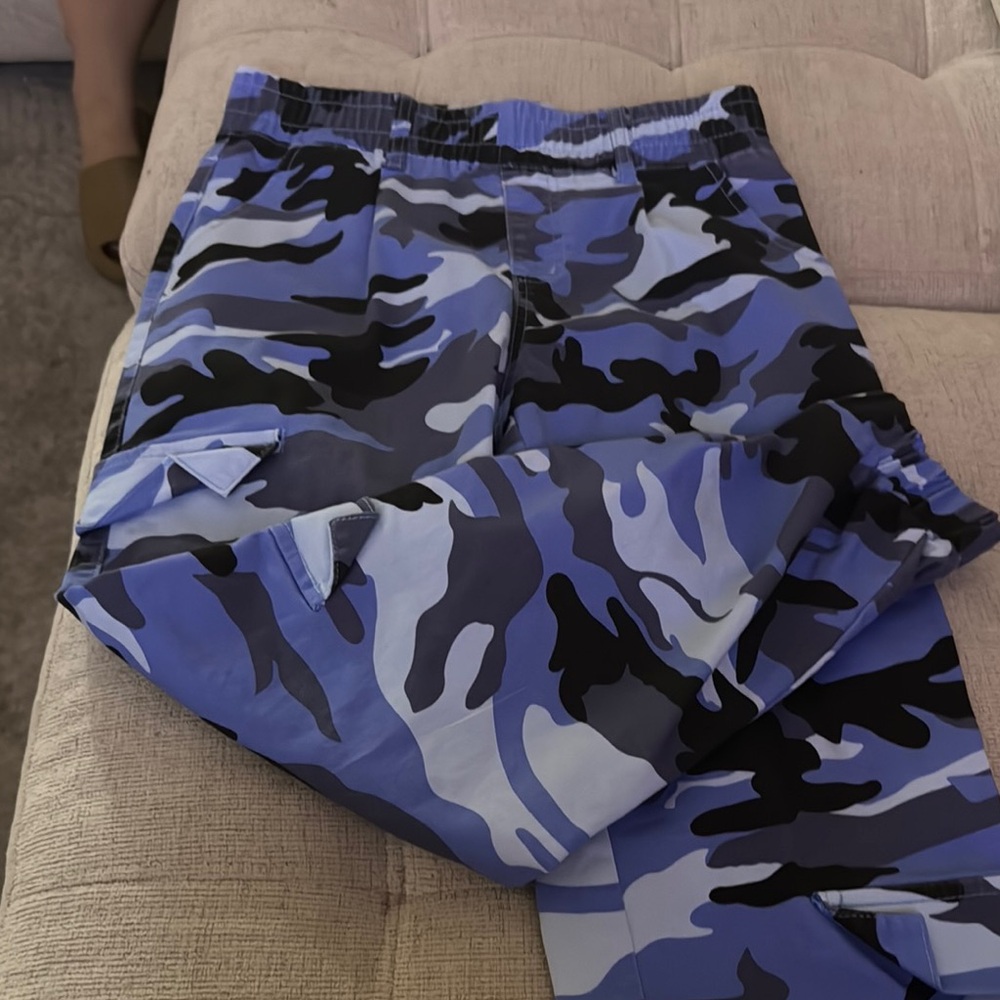 Blue Camouflage Cargo Pants